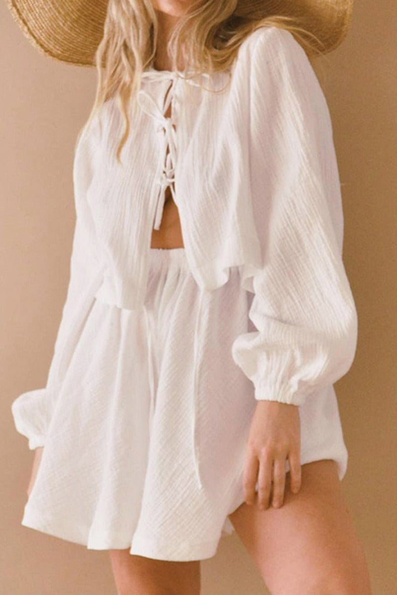 Costume en coton et lin avec cravate