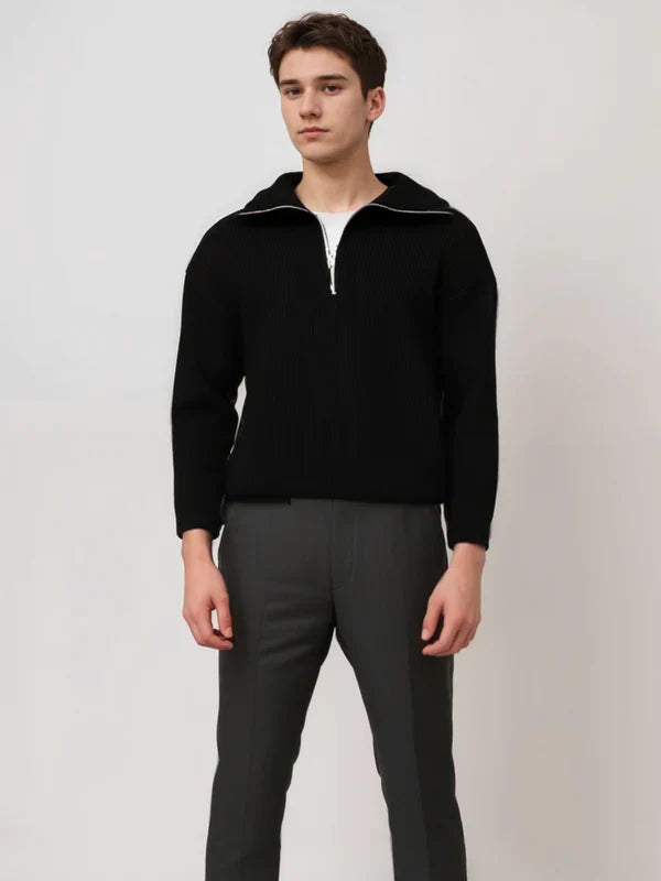 Pull rayé zippé