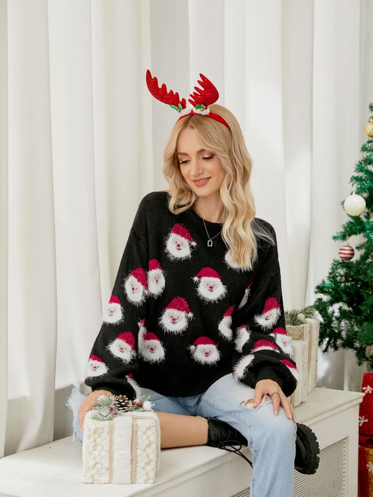 Pull tricoté avec motif Père Noël 