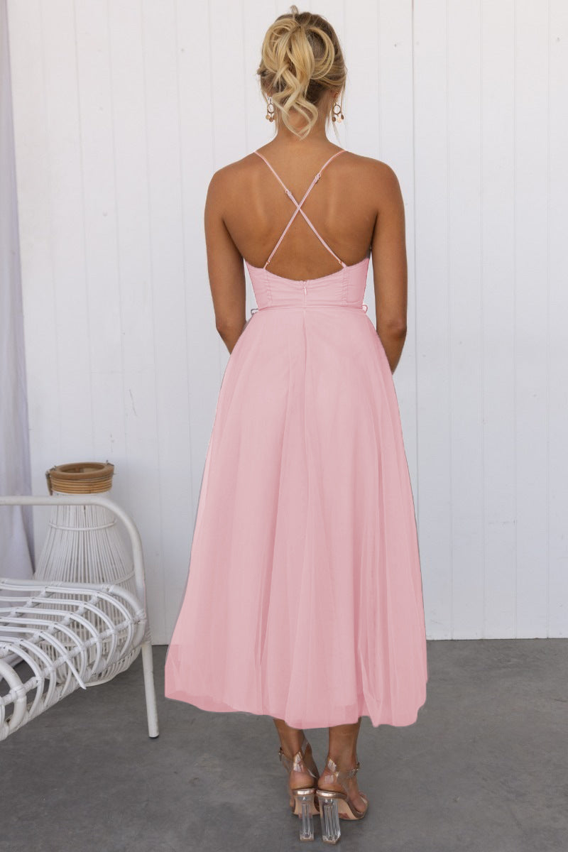 Graciela - Modernes Prinzessin Chiffon Hosenträger Party Maxikleid