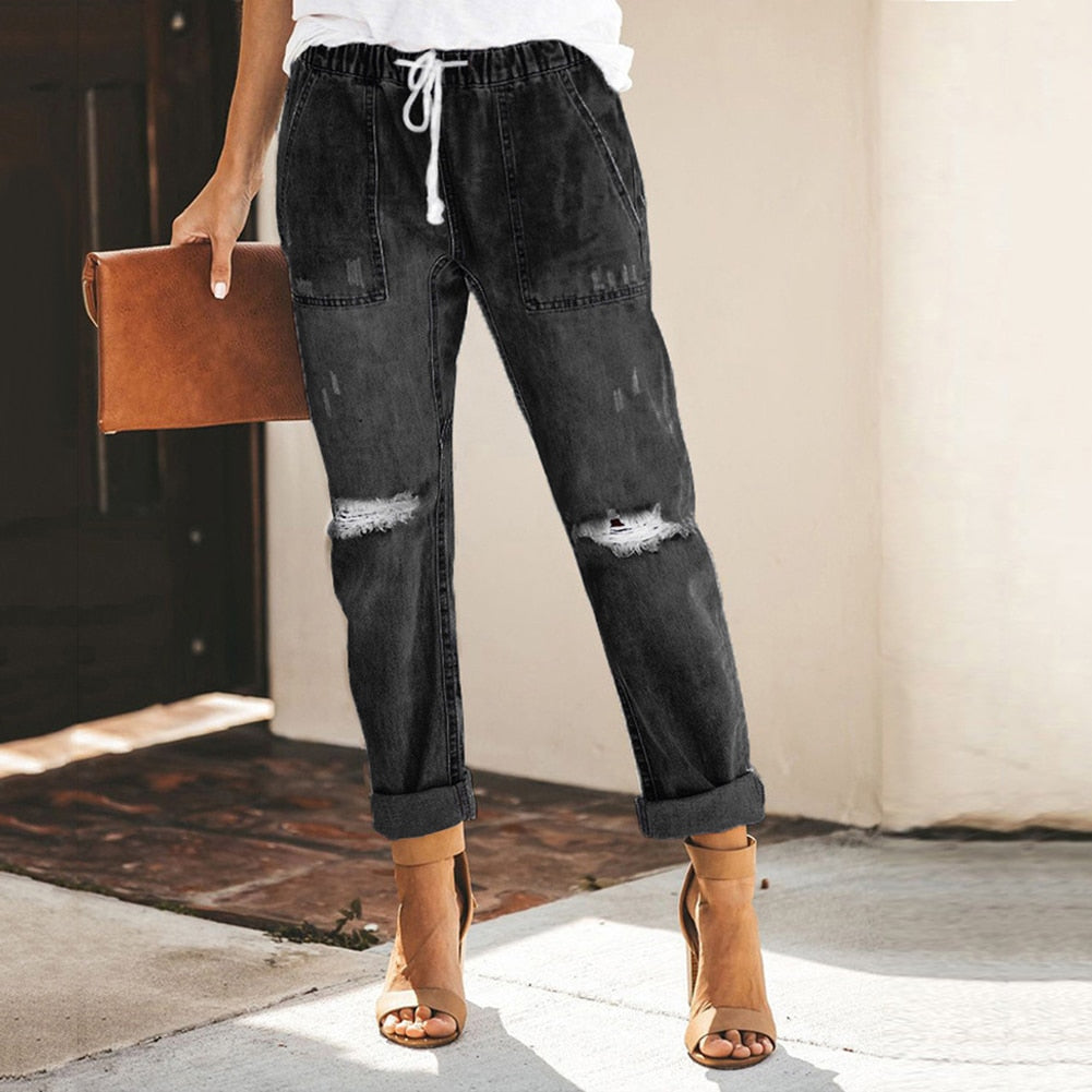 Livane – Jean tendance avec ceinture et lacets