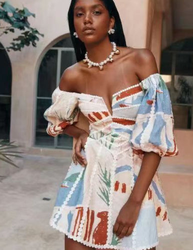 Paloma - mini-robe à bordure florale