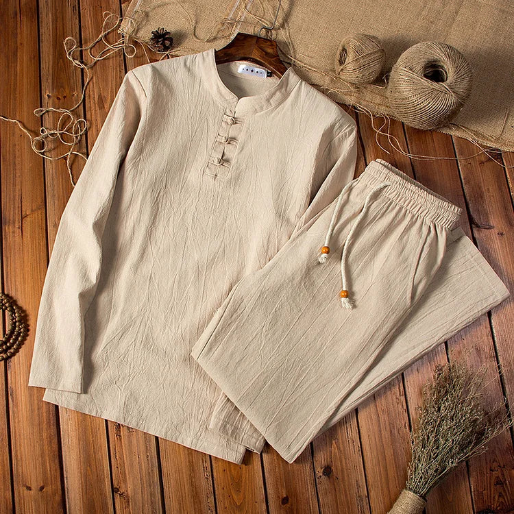 Giulio - Ensemble 2 pièces avec chemise à manches longues et pantalon à taille élastique