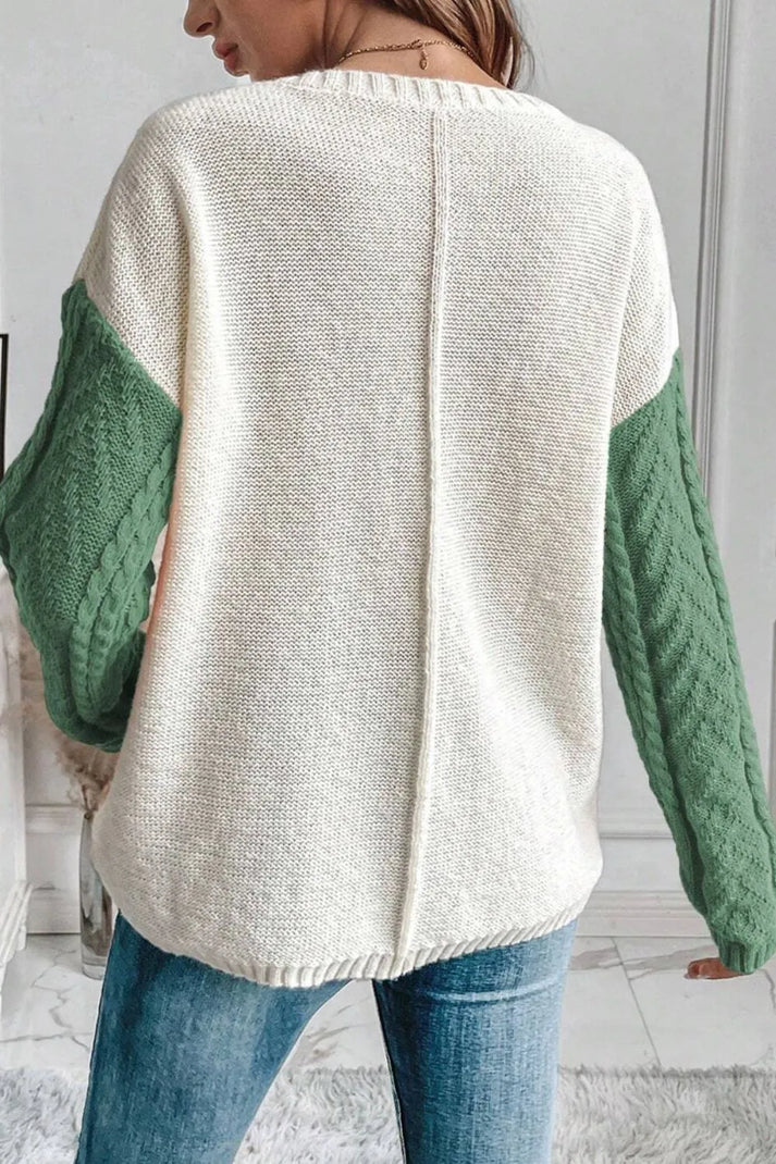 Pull col rond tendance avec blocs de couleurs pour l'hiver