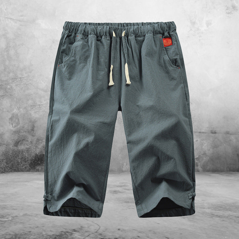 Short décontracté à lacets en coton et lin pour homme