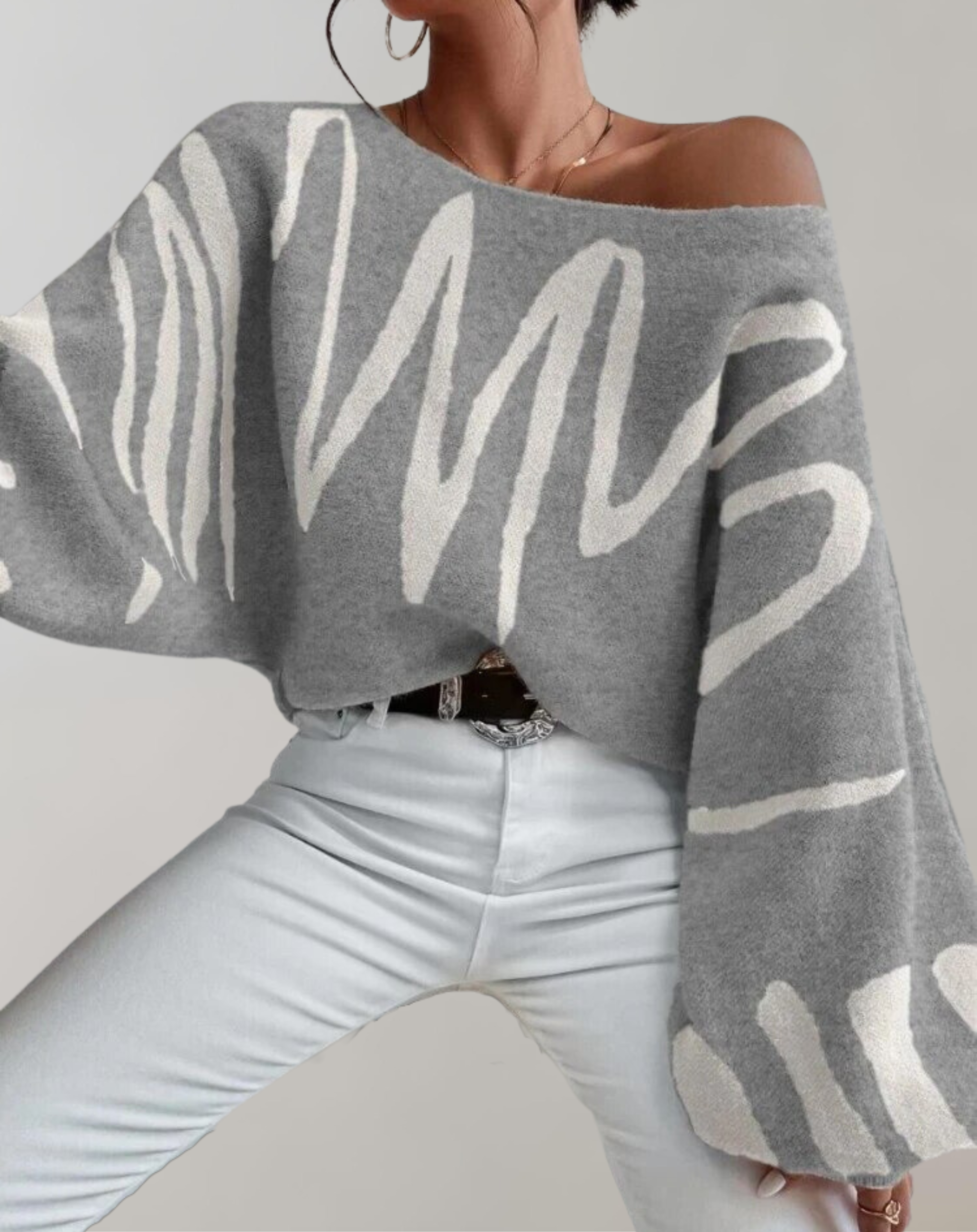 Bellachicha - Print Laternenärmel Off-Shoulder
