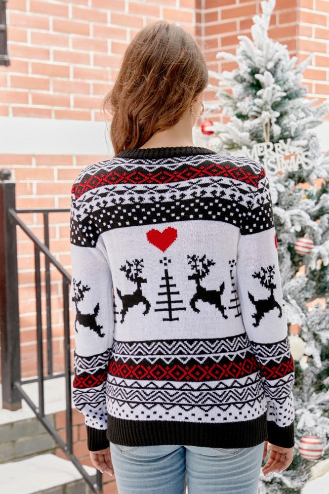 Pull de Noël avec motif ours et bois de cerf 