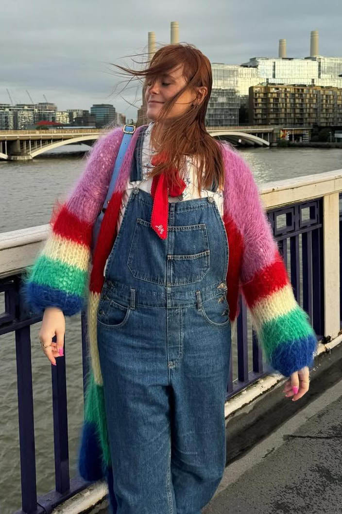 Cardigan épais à rayures Dopamine