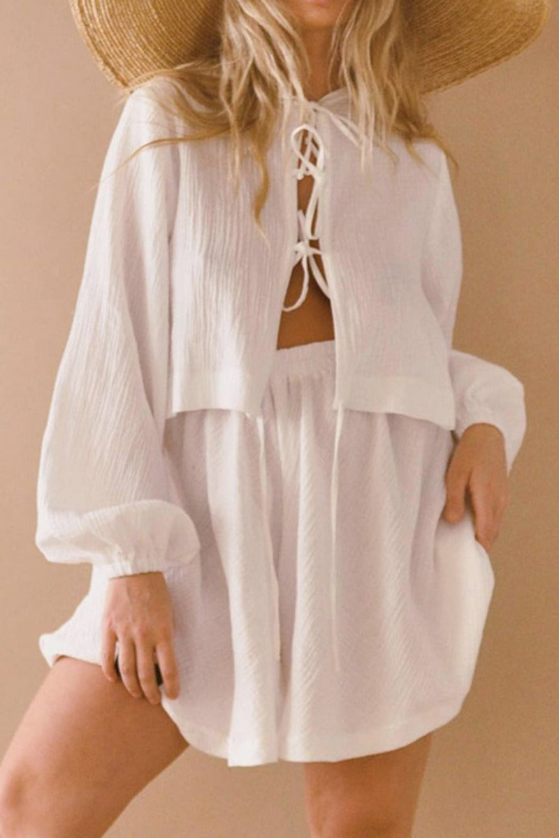 Costume en coton et lin avec cravate