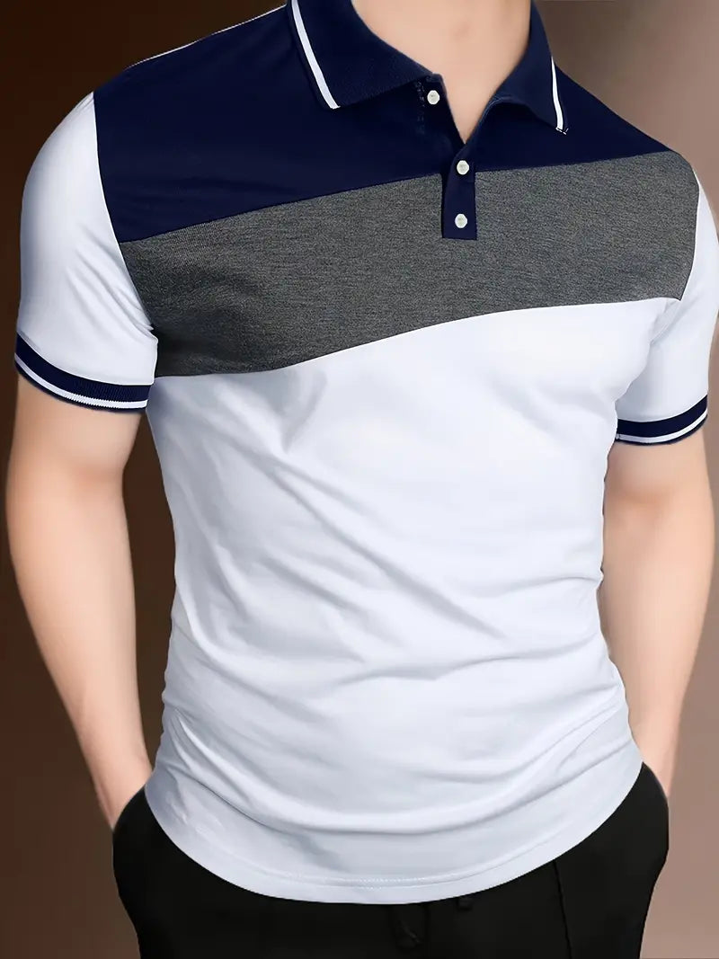 Jacob – Chemise à manches courtes à blocs de couleurs géométriques pour homme