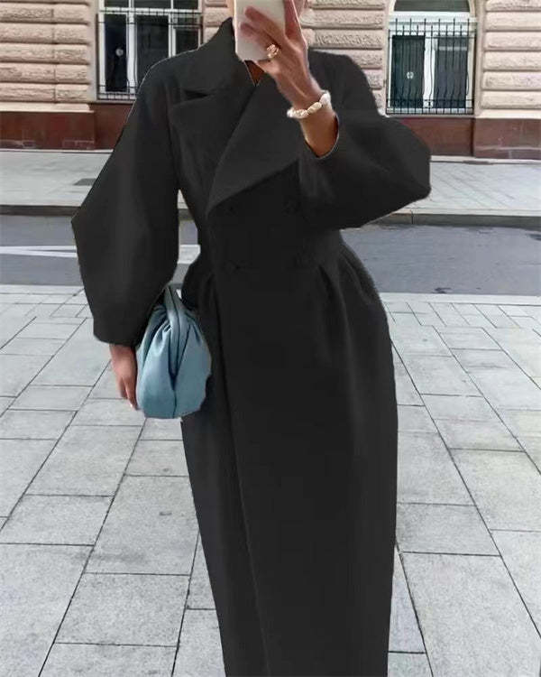 Manteau en laine vintage avec manches lanternes et revers