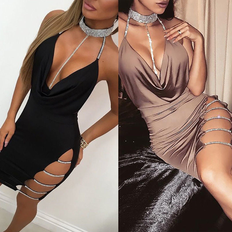 Bellachicha | High-End Sling Bag Hüftkleid tief ausgeschnitten durchbrochen