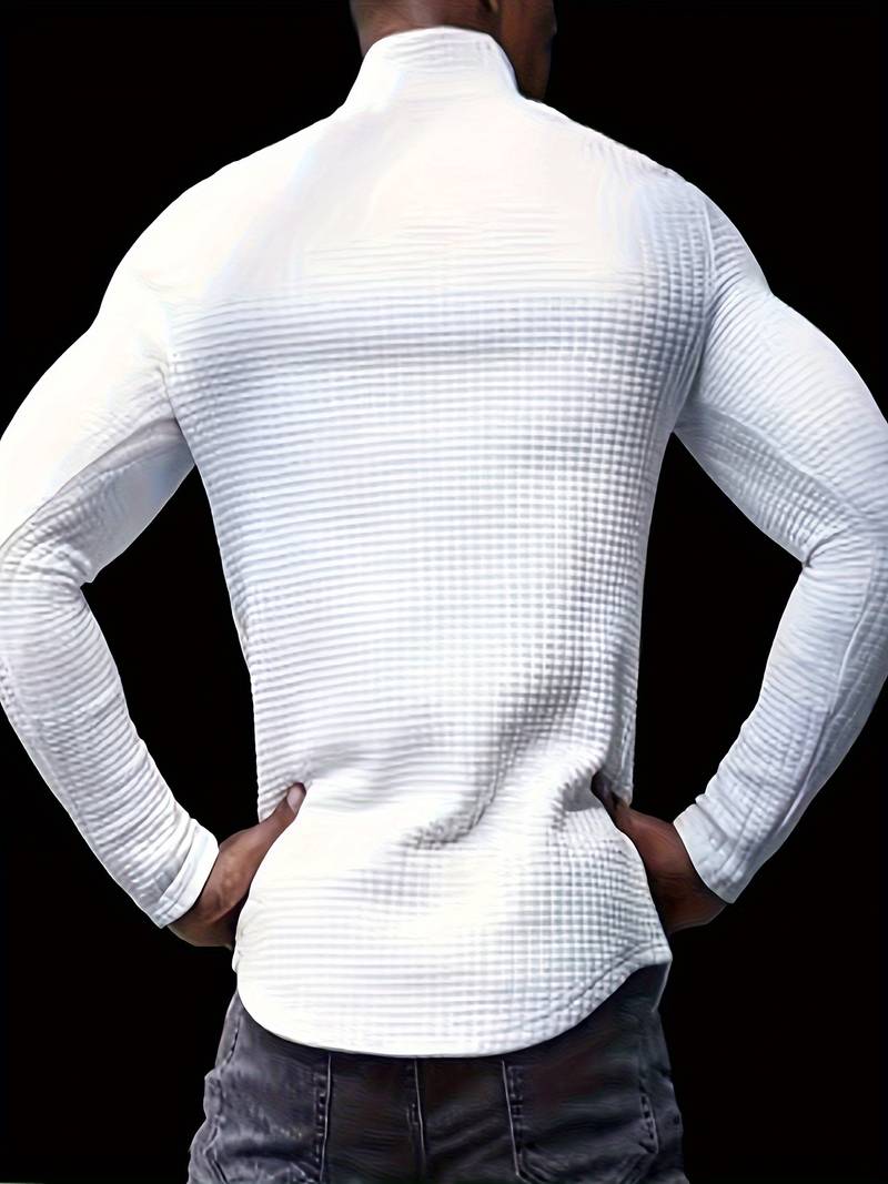 Reginald – Pull homme : texture gaufrée avec quart de zip