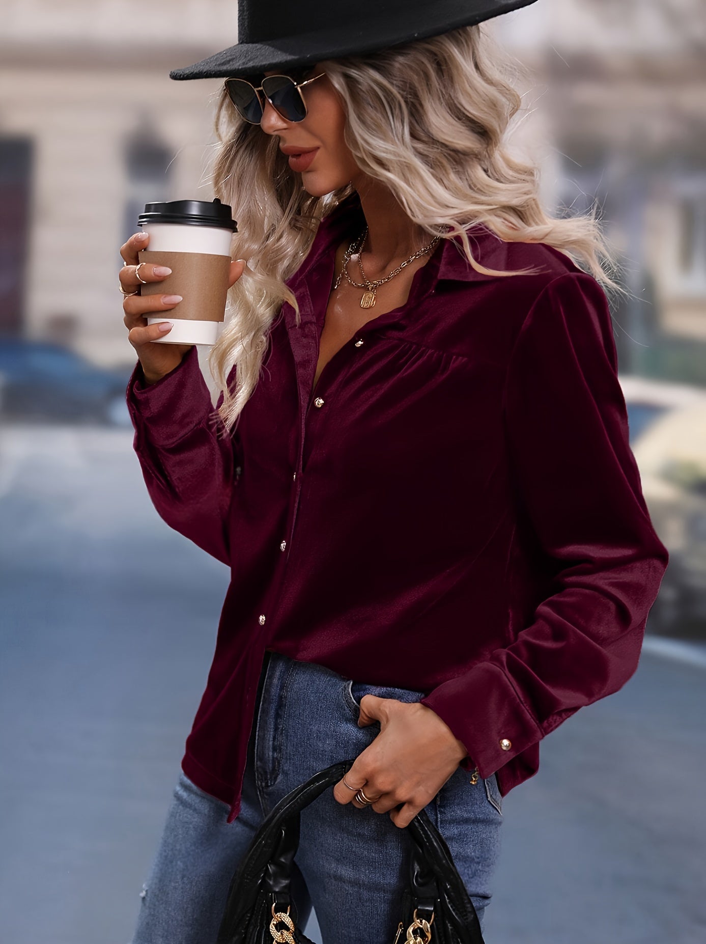 Sophia - Chemisier élégant en velours