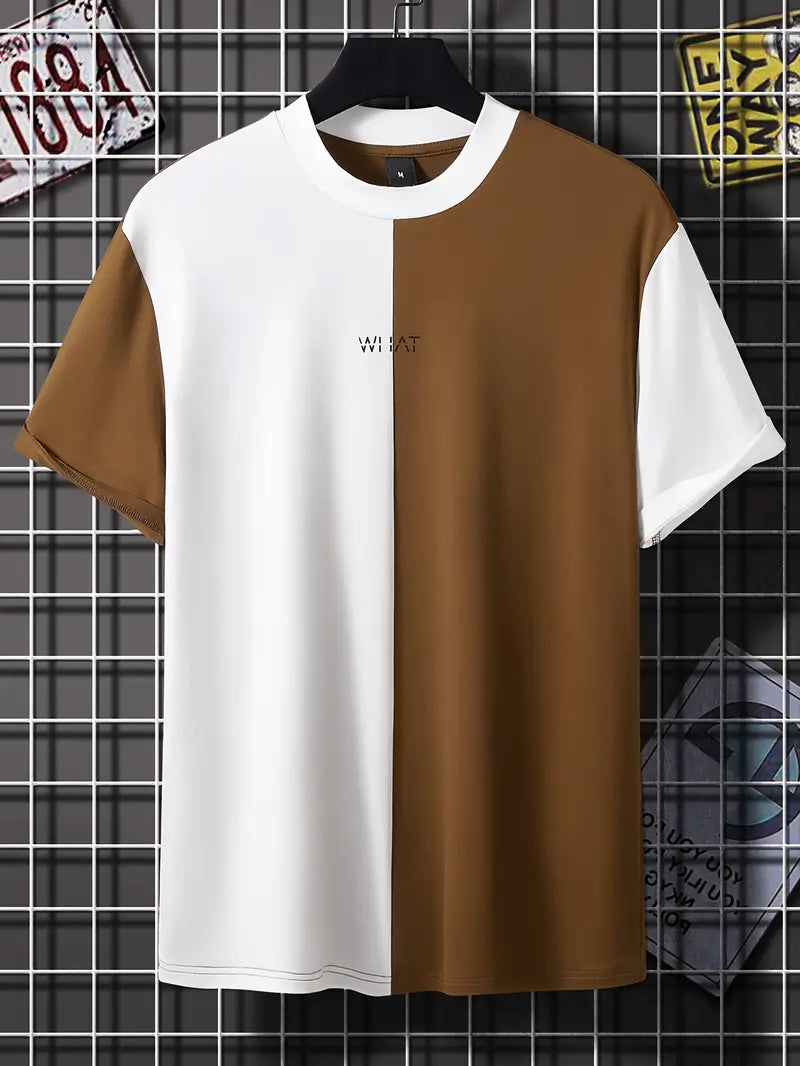 Robert – T-shirt élégant à blocs de couleurs, à manches courtes et col rond