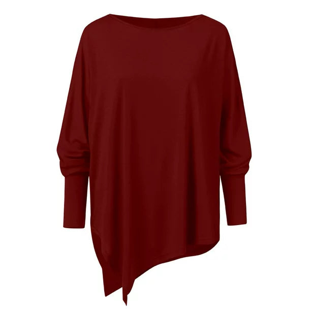 Bellachicha - Elegante asymmetrische Bluse mit lockerer Passform | Minimalistische schwarze asymmetrische Bluse