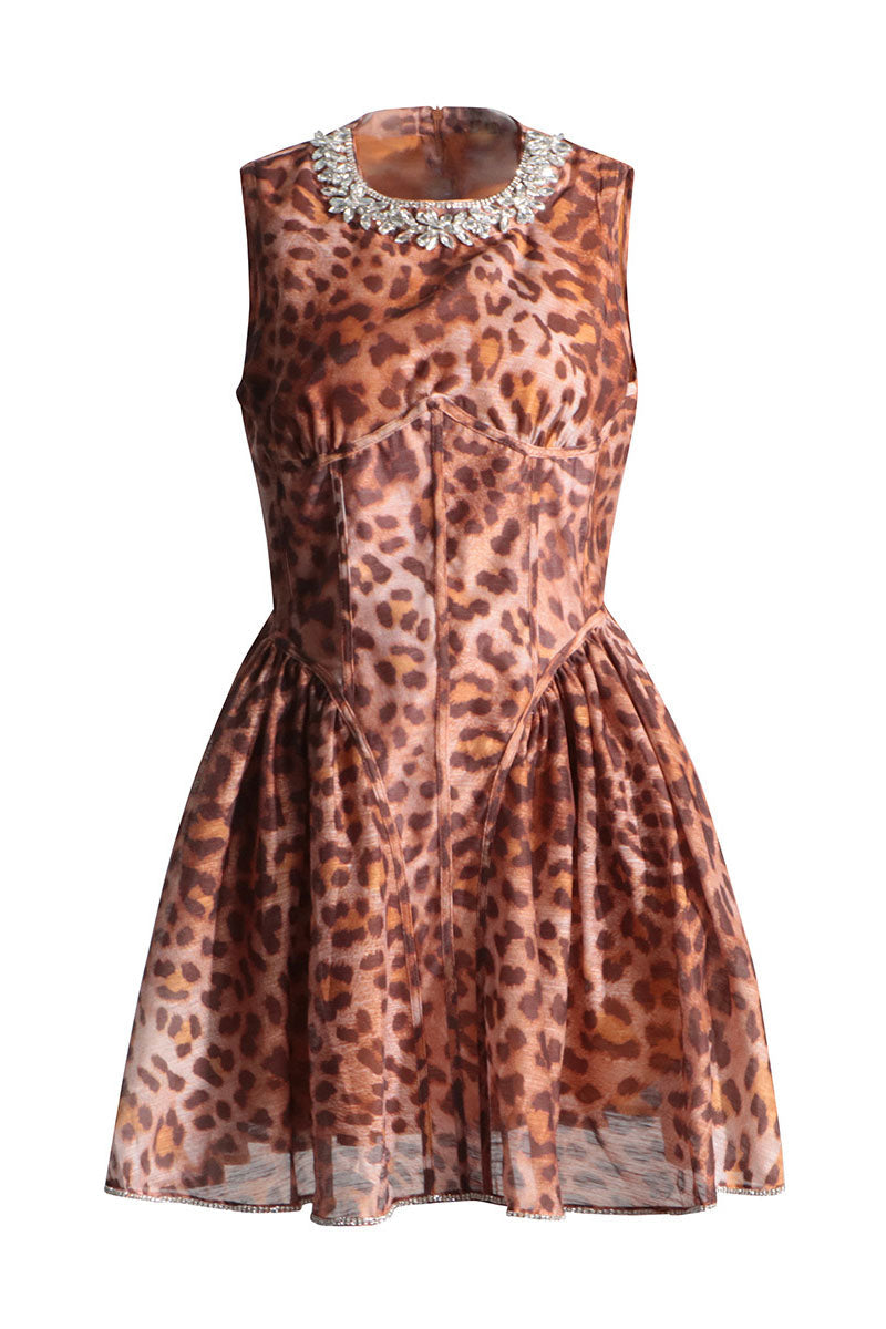 Robe midi dos nu imprimée Abigail avec corset