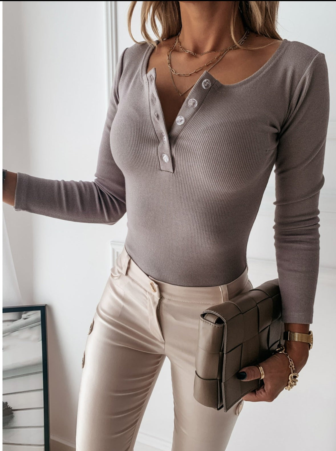 T-shirt Henley côtelé WOLF Carin