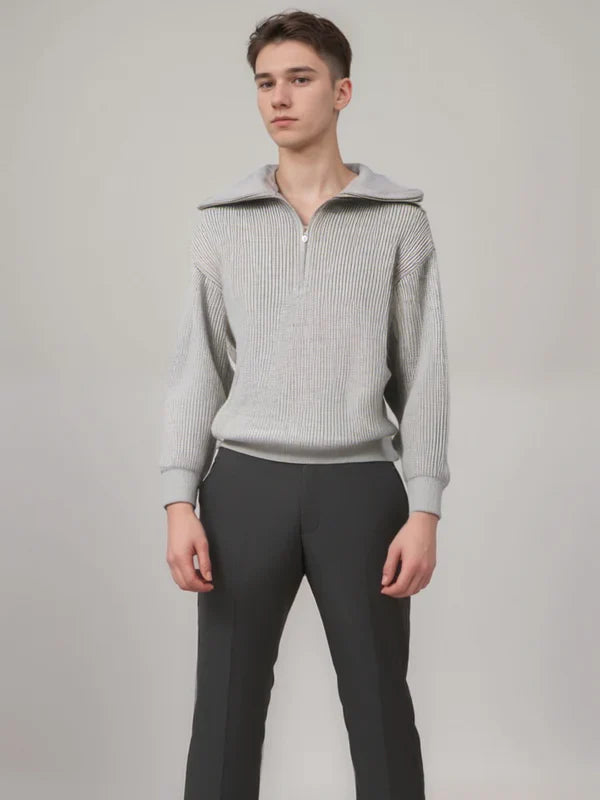 Pull rayé zippé