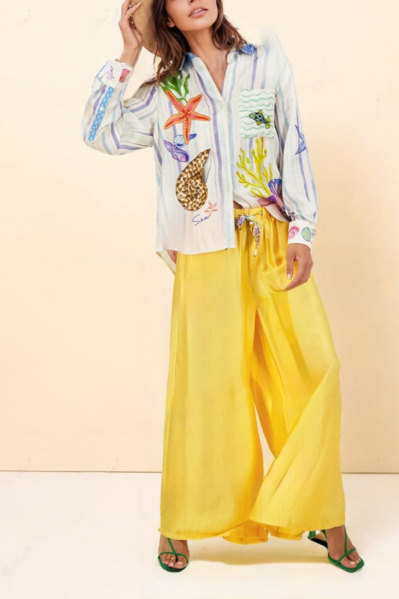 Ensemble pantalon à motif océan