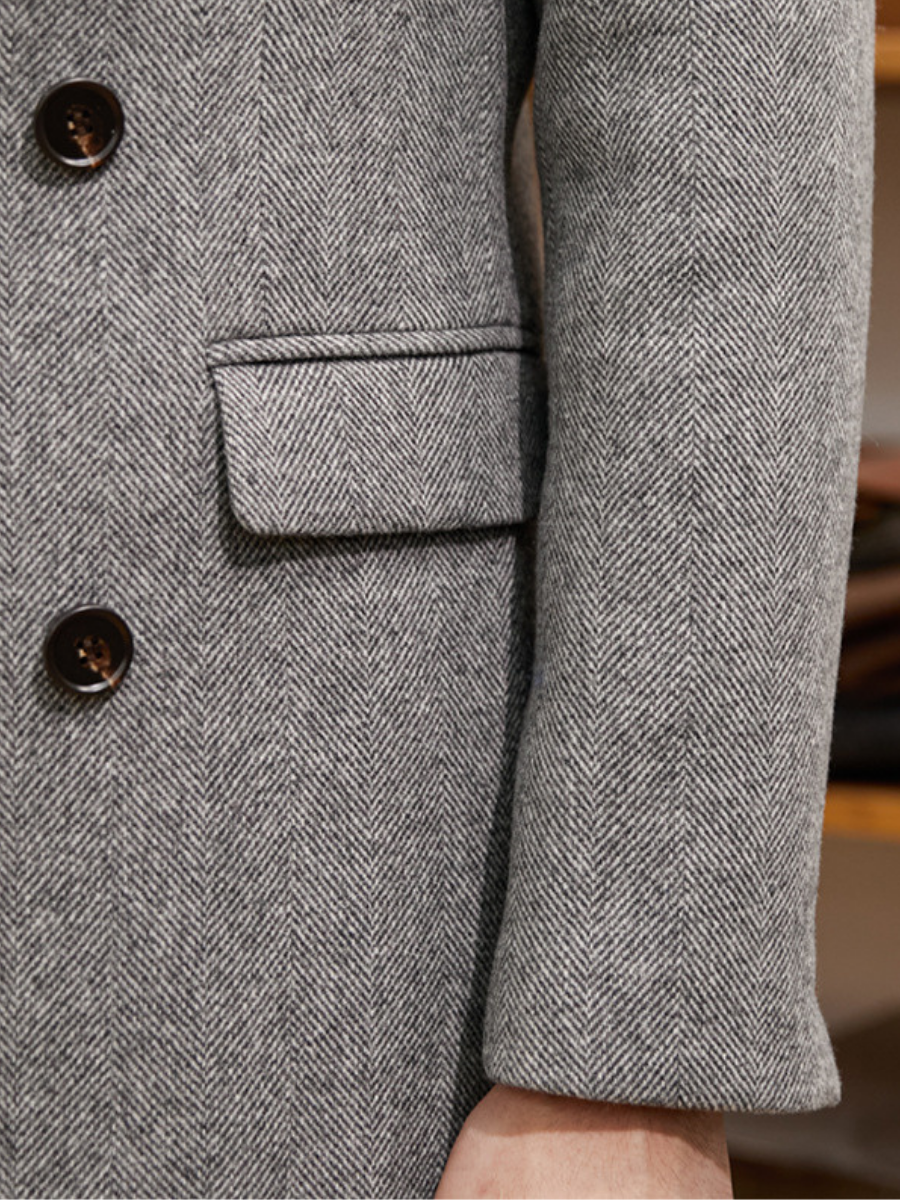 Manteau croisé en laine pour homme