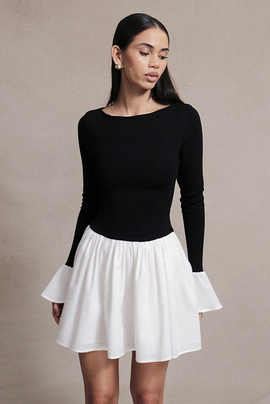 Candice – Mini robe en maille à manches ballon