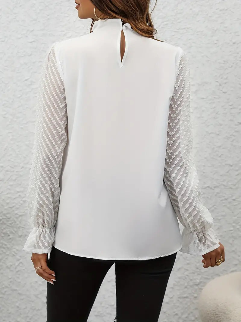 Bellachicha Bluse | Schicker plissierter top mit netzärmeln für damen