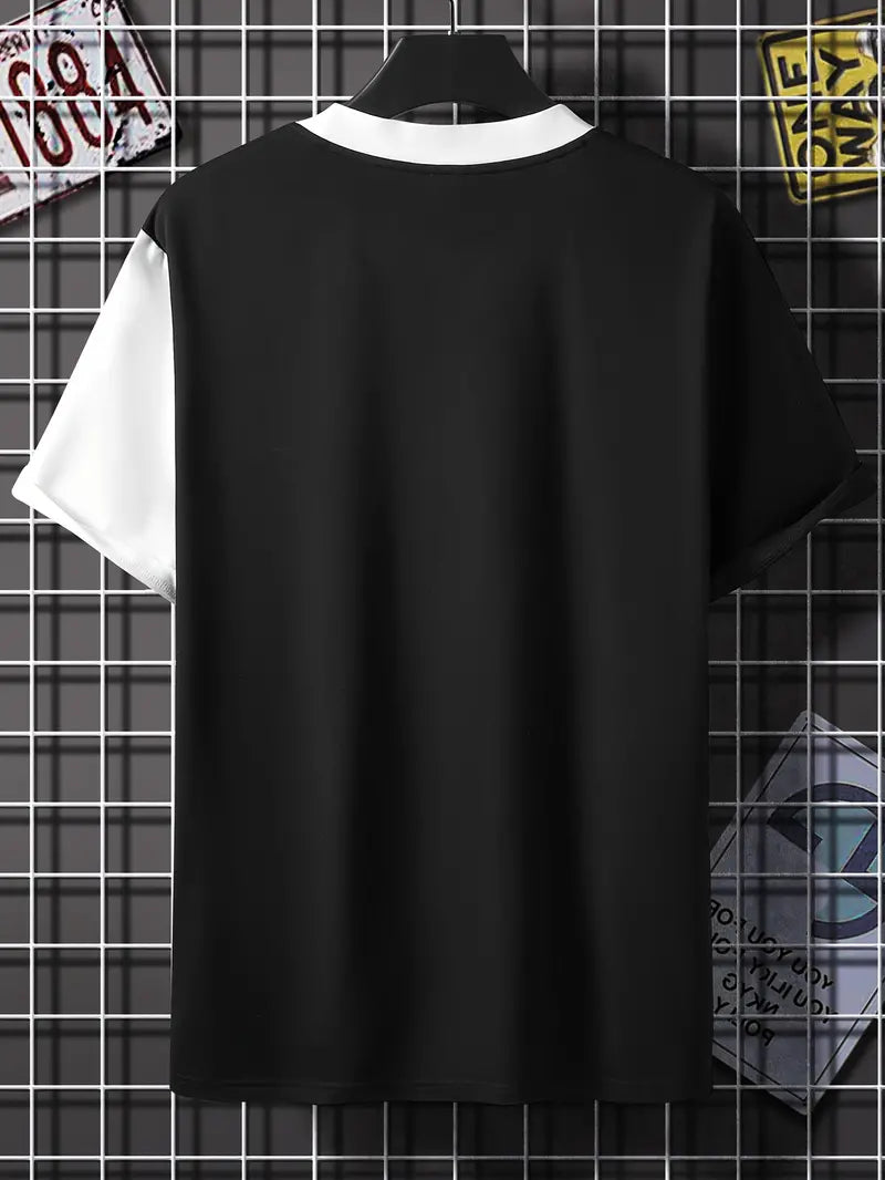 Robert – T-shirt élégant à blocs de couleurs, à manches courtes et col rond