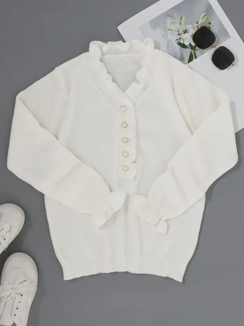 Harper – élégant pull col V pour le printemps