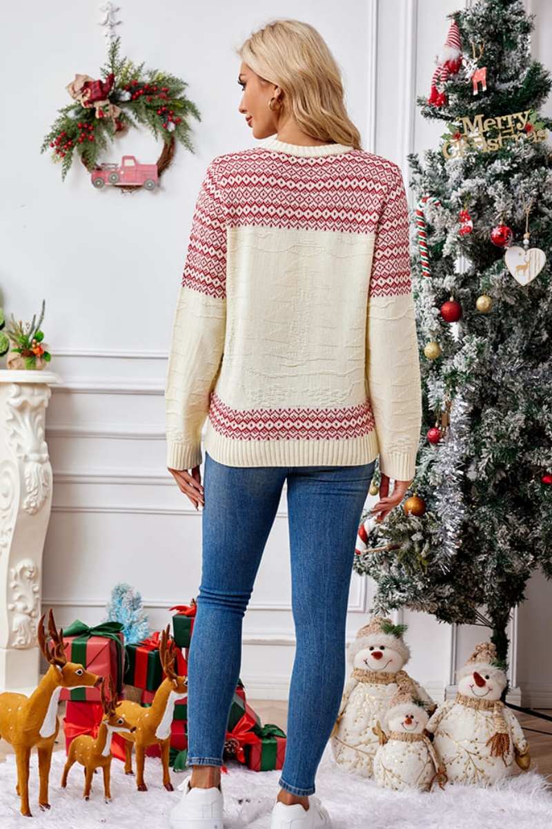 Pull de Noël à col rond et broderie 
