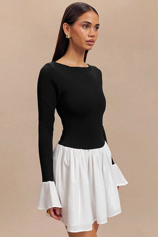 Candice – Mini robe en maille à manches ballon