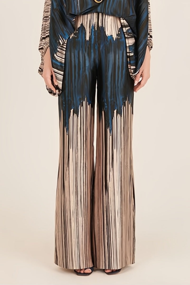Ensemble deux pièces Vagues abstraites - Bleu-marron