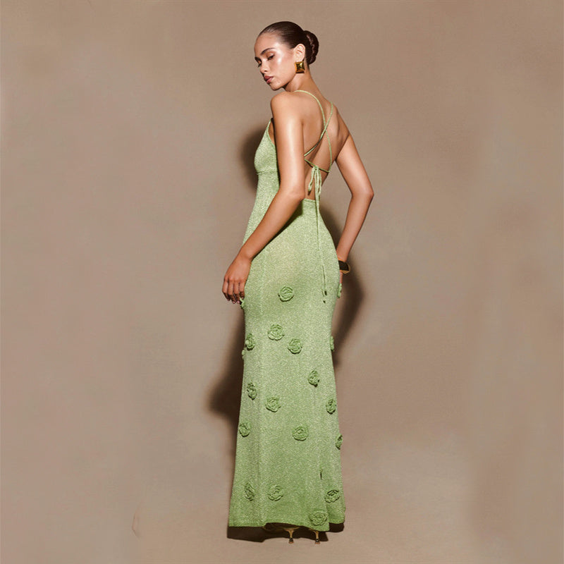 Renata - Robe longue à texture florale