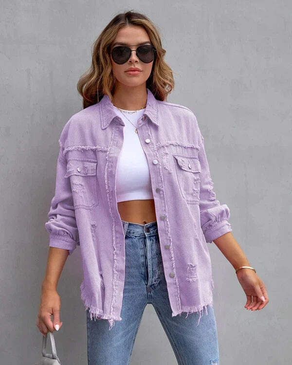Frühlingsjacke | Moderne Damenjacke aus Denim mit rohen Kanten