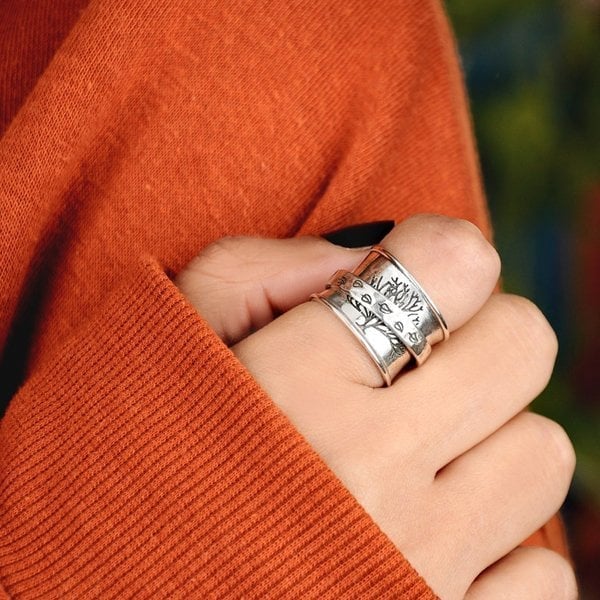 Bague de méditation rotative Arbre de vie 