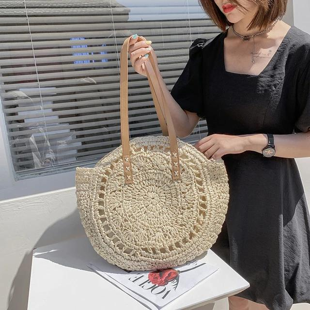 Runde Rattan-Schulter-Stroh-Taschen