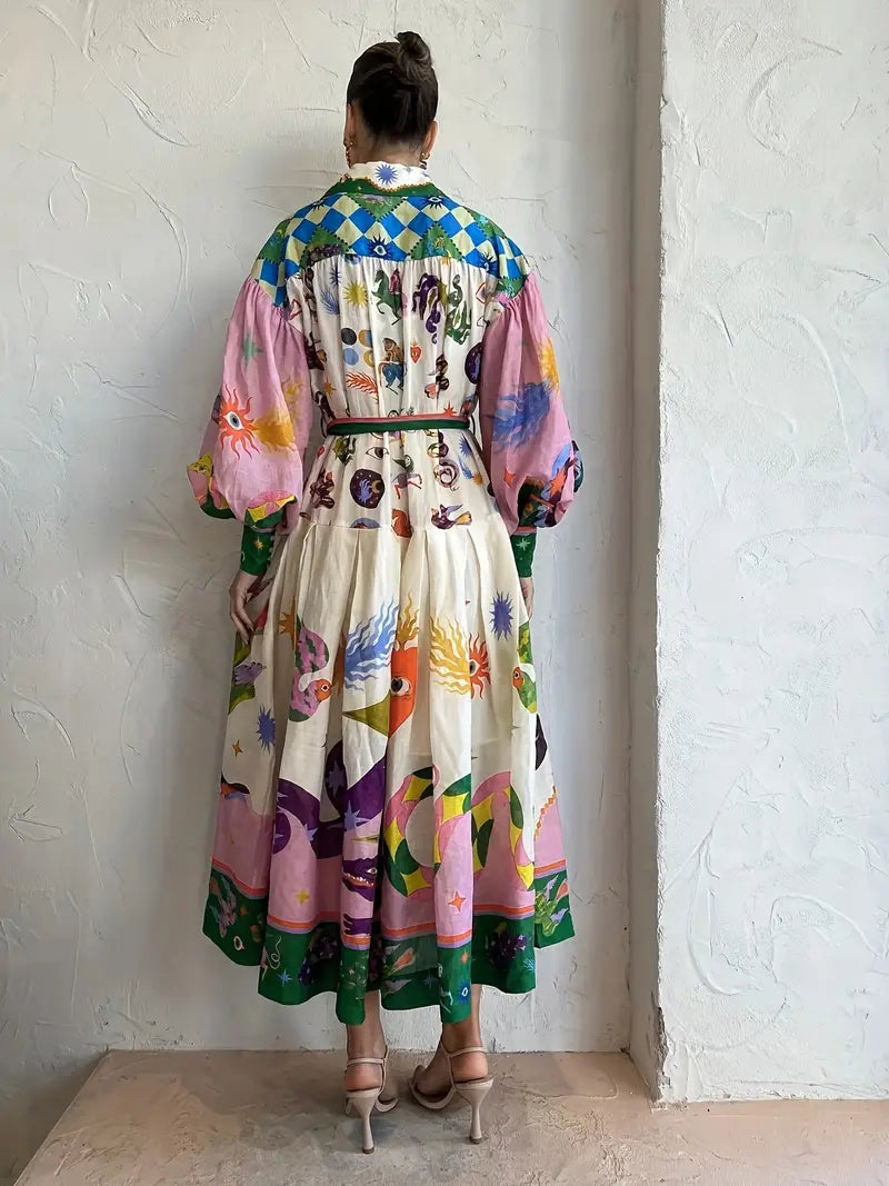 Isabella - Maxikleid mit abstraktem Print