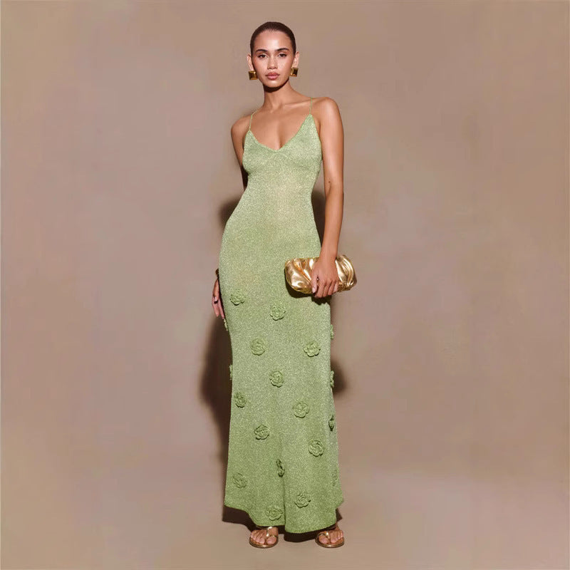 Renata - Robe longue à texture florale