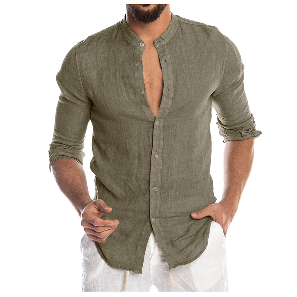 Chemise élégante en lin sans col Alessandro