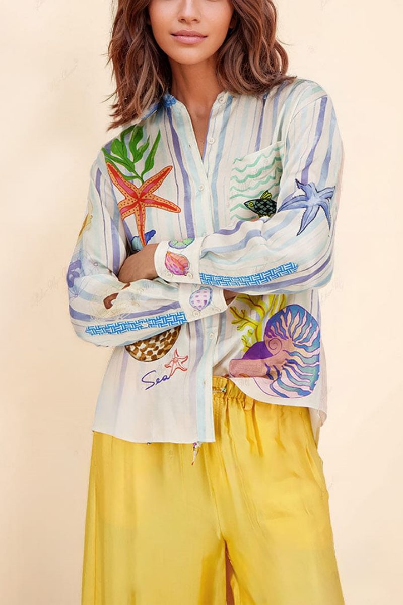 Ensemble pantalon à motif océan