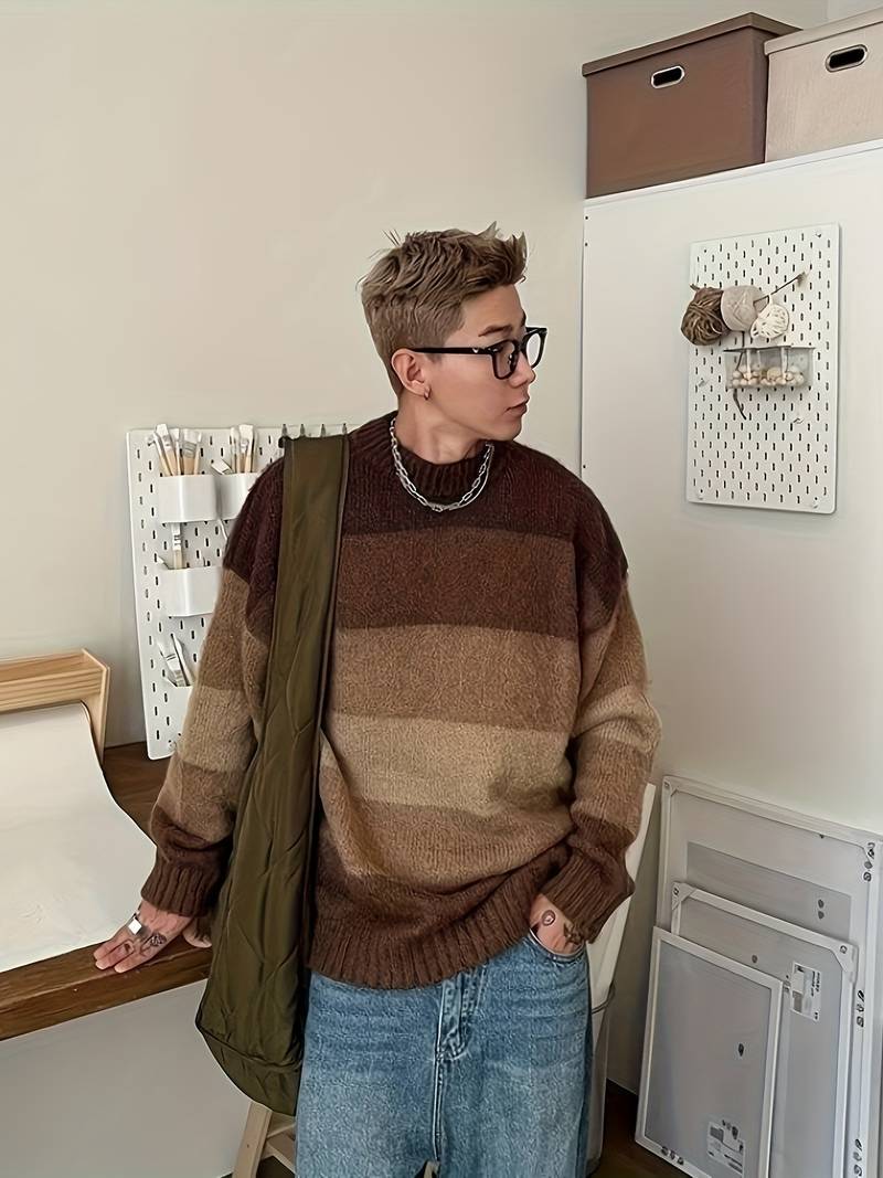 Daniel – Pull ras du cou color-block pour homme