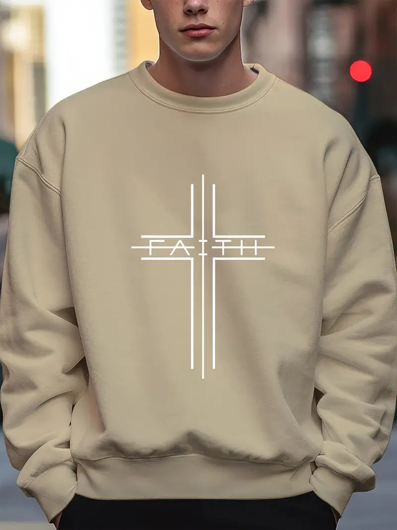 Kevin – Pull imprimé croix de foi pour homme