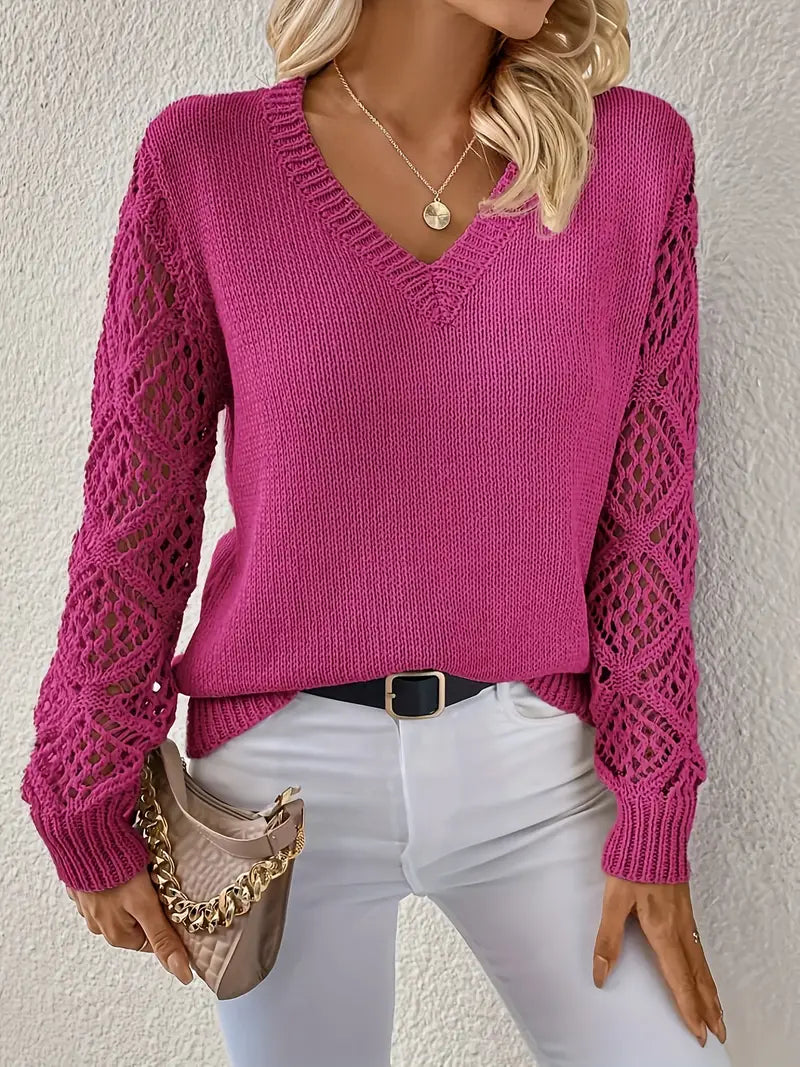 Isabella – pull creux uni pour le printemps