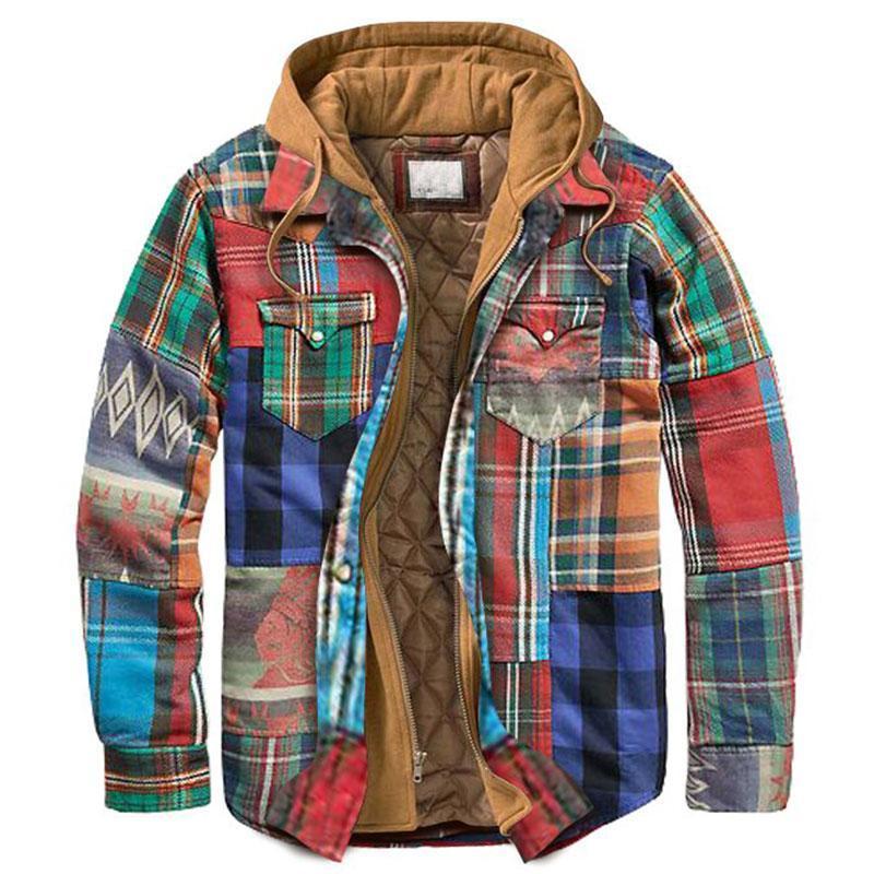 JACKO - Veste homme à carreaux avec capuche pour l'automne et l'hiver