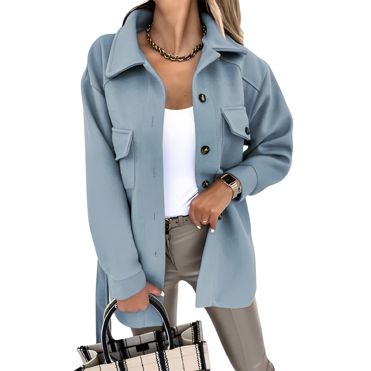 Einreihige Wolljacke mit Revers