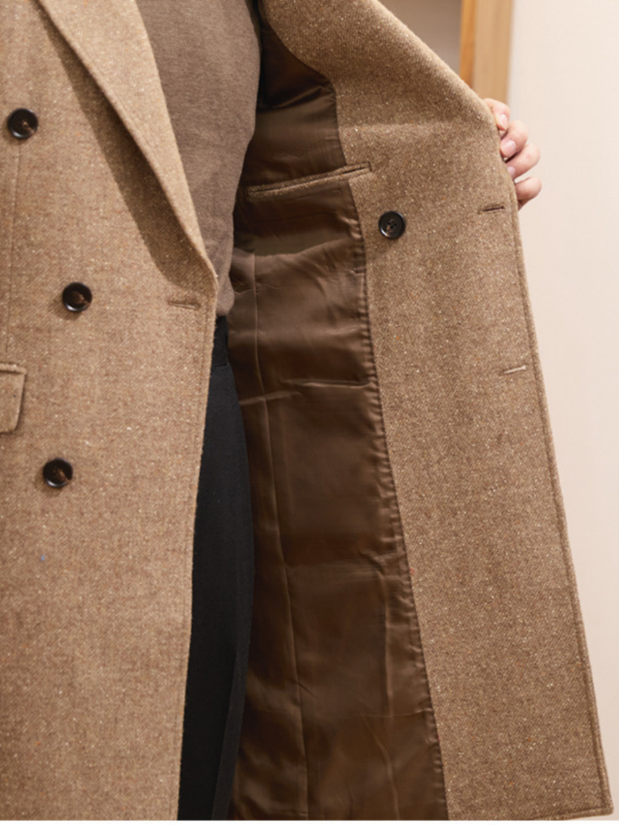 Manteau croisé en laine pour homme