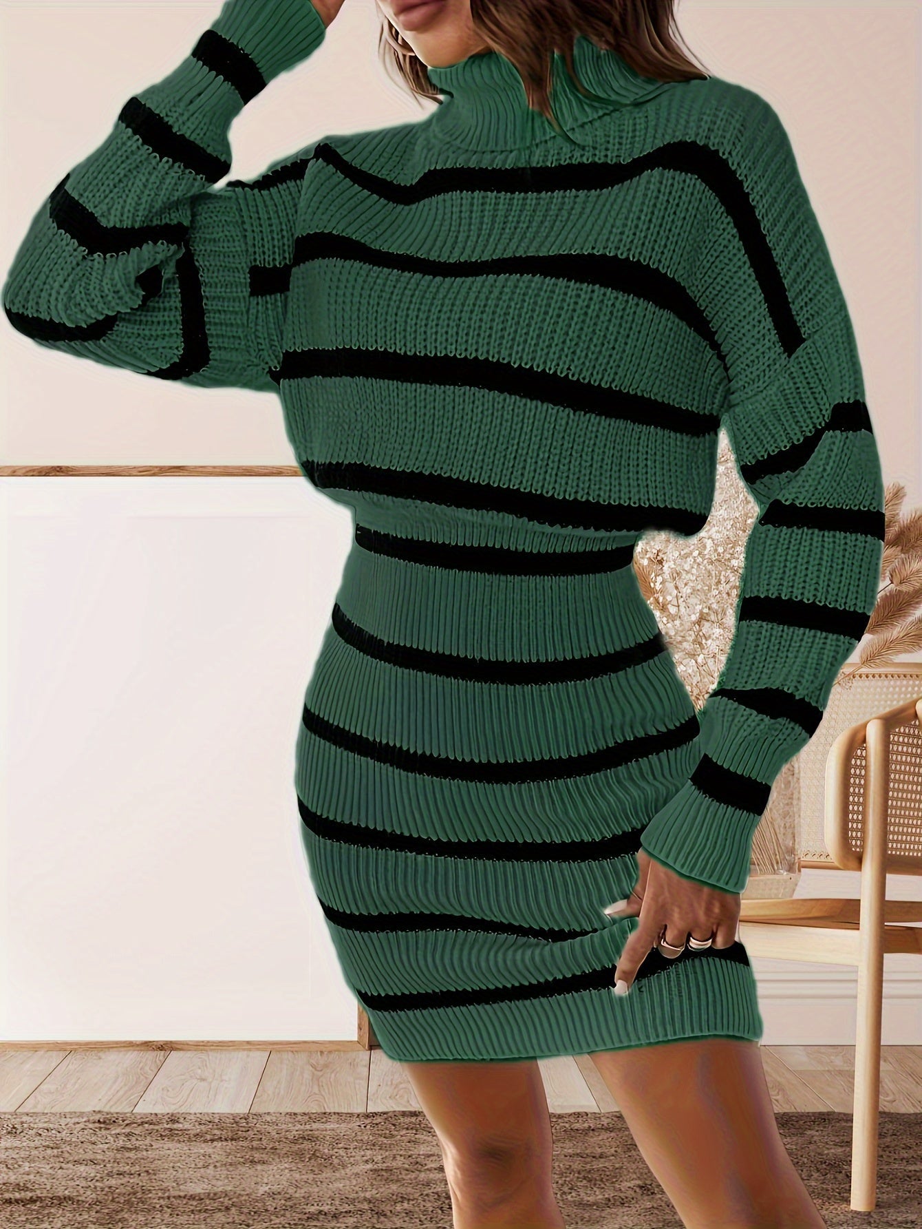 Shayna - Robe col roulé en maille pour femme