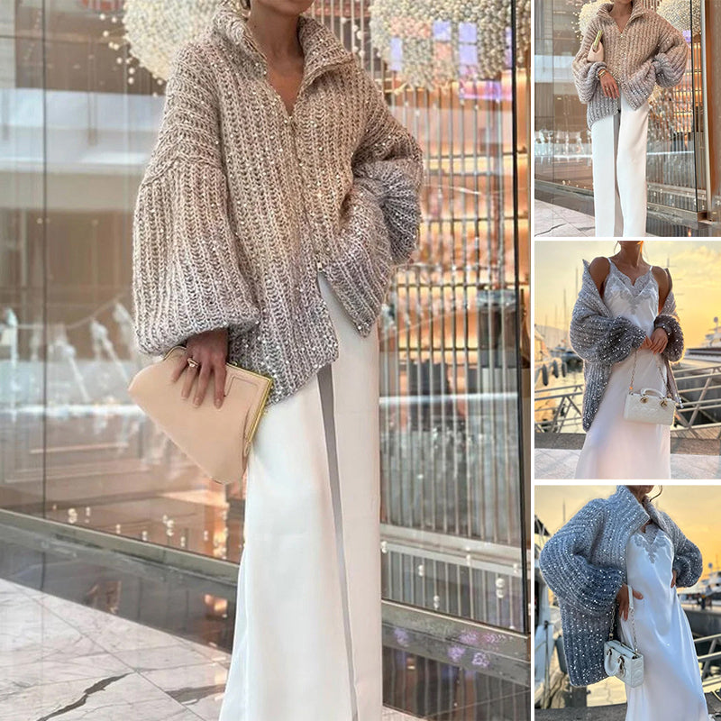 Pull en maille unie avec paillettes