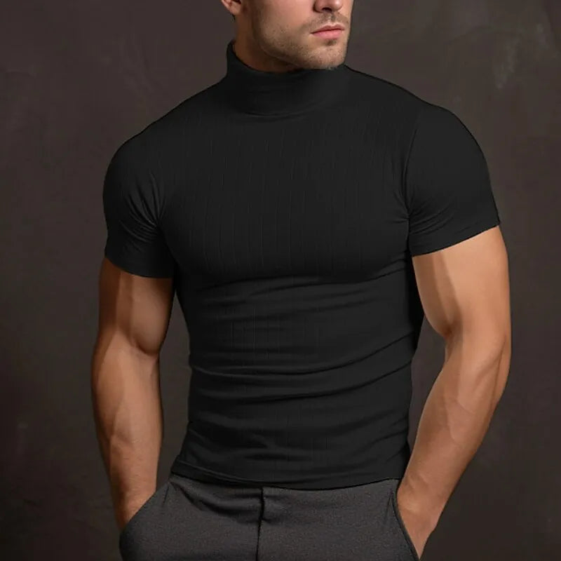 Alban - T-shirt uni col roulé homme