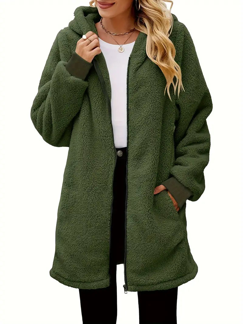 Yuriel | Veste à capuche, manteau d'hiver décontracté et chaud en fausse fourrure avec fermeture éclair